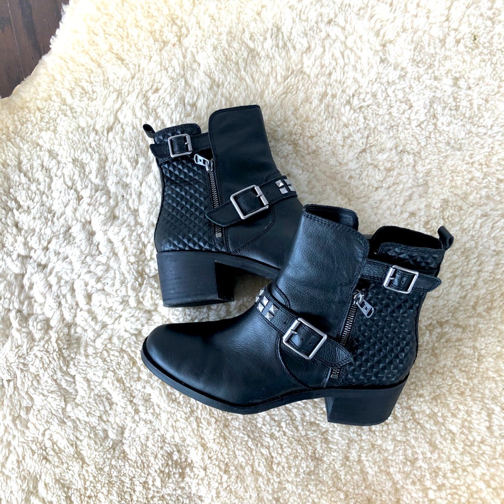 LUCKY BRAND Leather Moto Ankle Boots